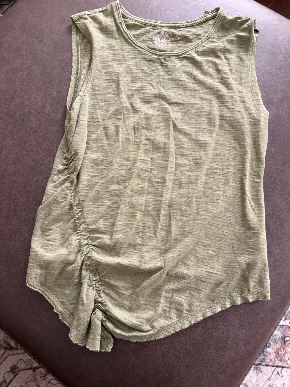 Anthropologie Pilcro Olive Green Ruched Slub Tank Top Small